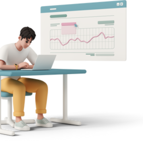 3d-casual-life-man-in-front-of-laptop-and-graph-on-web-browser-in-background