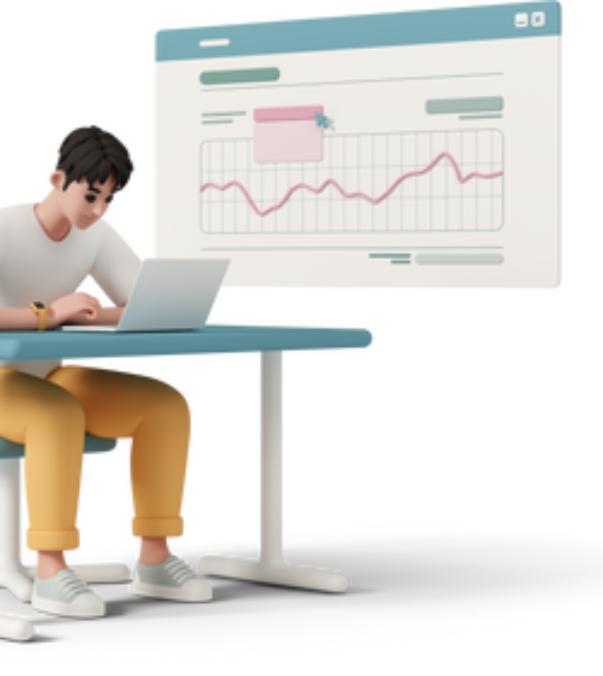 3d-casual-life-man-in-front-of-laptop-and-graph-on-web-browser-in-background
